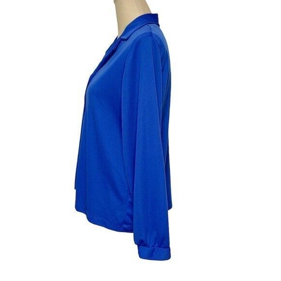 Vintage Blair Women Top Shirt Navy Blue Medium Button Down - Picture 3 of 9